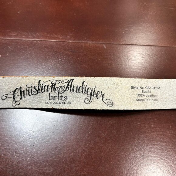 Christian Audigier Vintage Handmade Genuine Leather Belt (Crystal/Stud/Demon) - Picture 8 of 10
